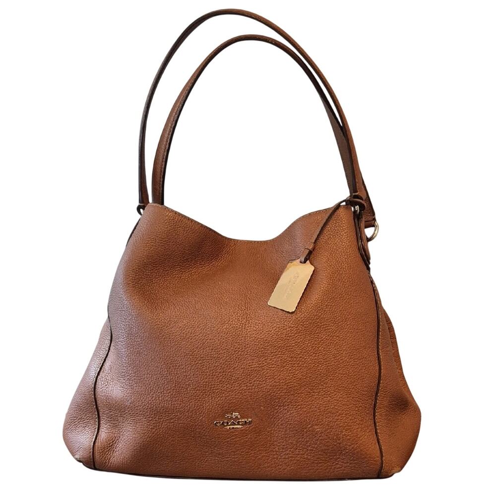 Coach Edie 31 Pebbled Leather Shoulder Hobo in Saddle D1592 36464
